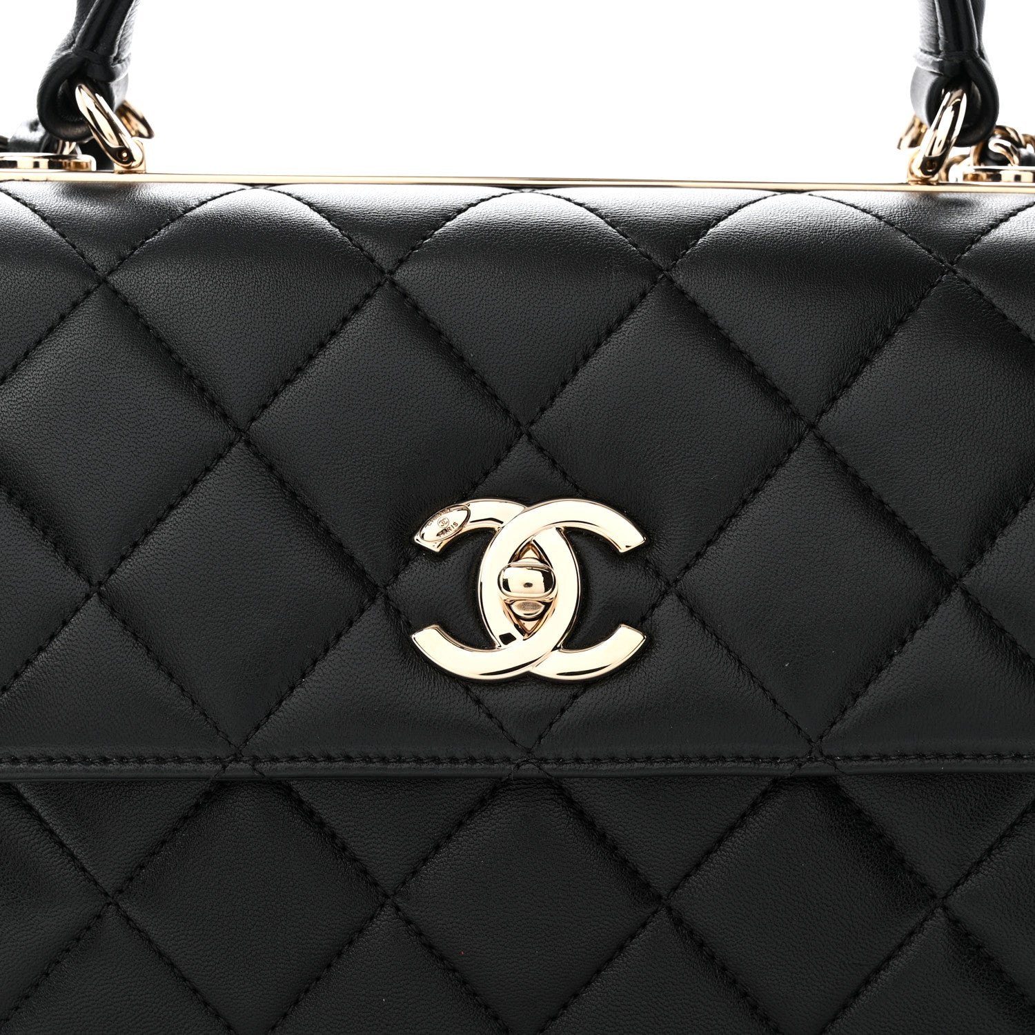 Lambskin Quilted Small Trendy CC Dual Handle Flap Bag Black