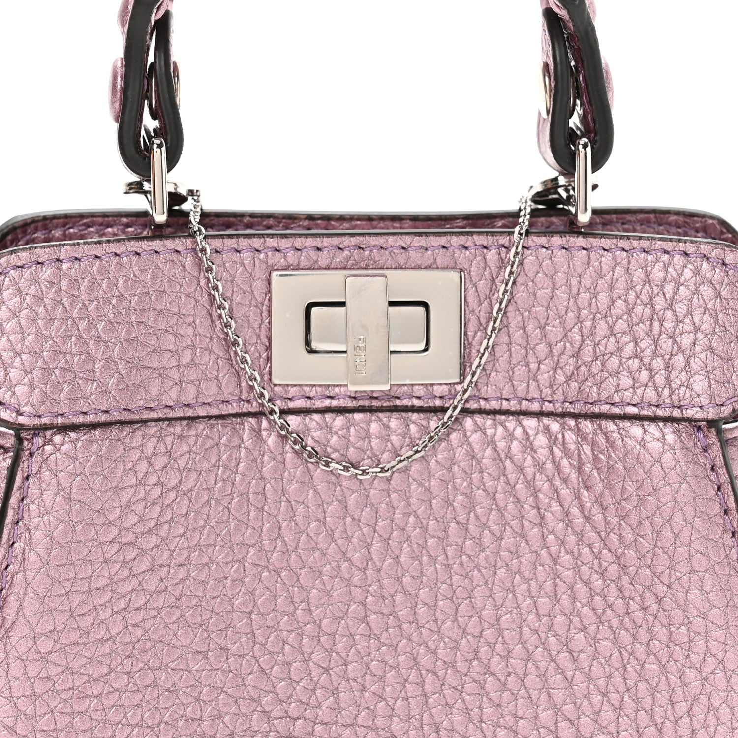 Metallic Cuoio Romano Selleria Nano Peekaboo Satchel Purple