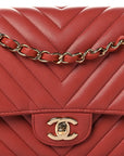 Lambskin Chevron Quilted Medium Double Flap Rosewood