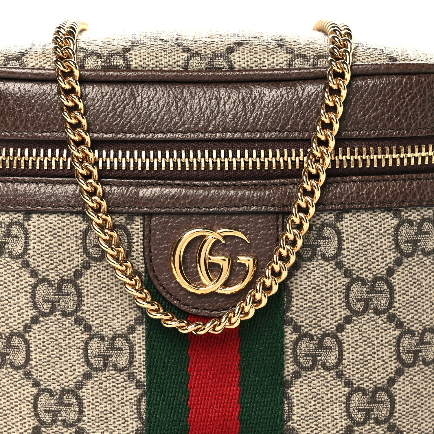 GG Supreme Monogram Textured Dollar Calfskin Web Ophidia Belt Bag 110 44 Beige Ebony New Acero