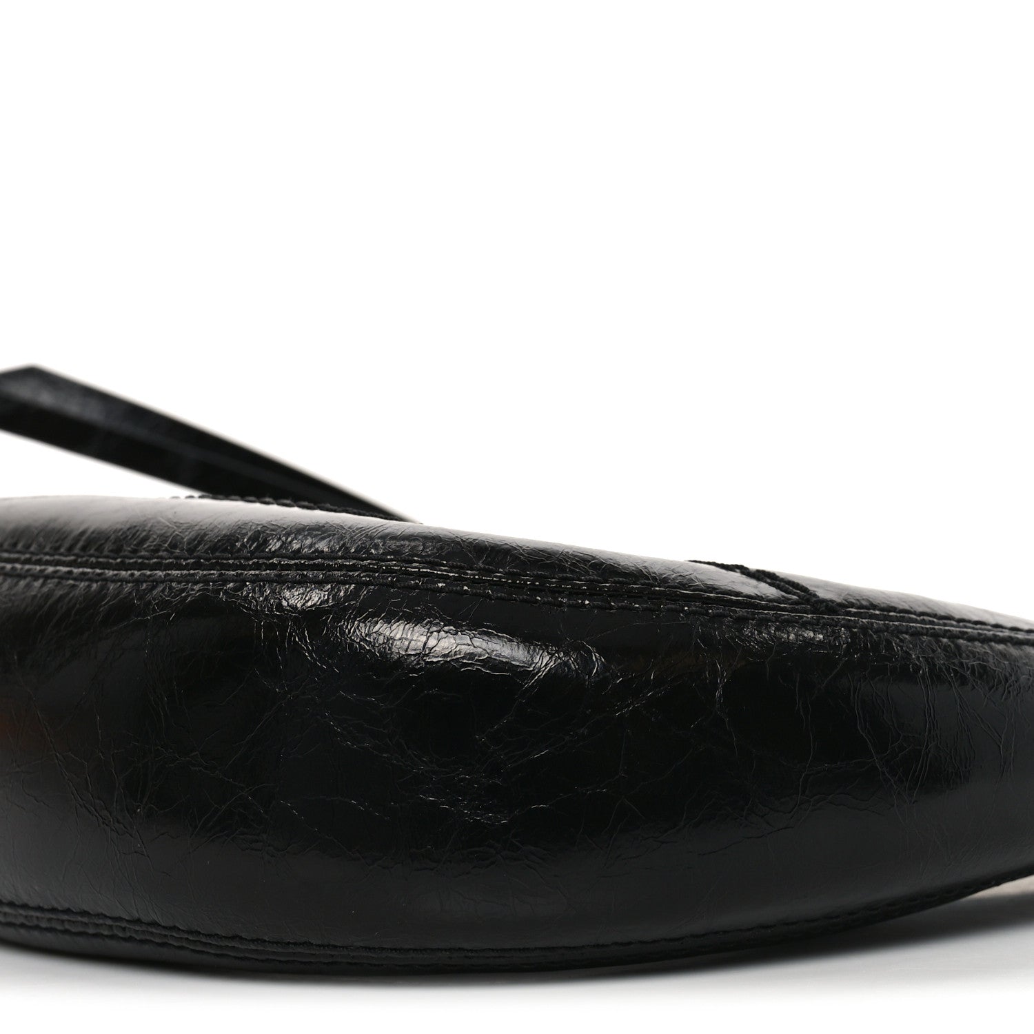 Crinkled Calfskin Crusier Crescent Bag Black