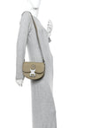 Grained Calfskin Mini Gallop Bag With Strap Beige