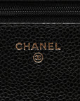 Caviar Quilted Wallet on Chain WOC Black