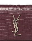 Calfskin Crocodile Embossed Monogram Kate Belt Bag Burgundy