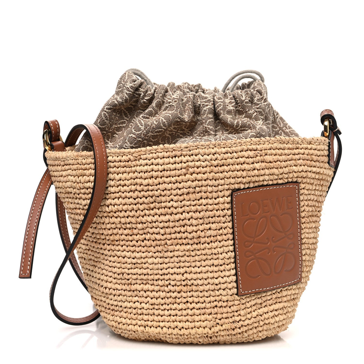 Calfskin Raffia Anagram Paulas Ibiza Pochette Bag Natural Tan