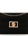 Satin Crystal La Medusa Pouch On Chain Black