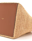 Raffia Calfskin Triomphe Cube Tote Natural Black