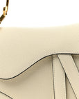 Grained Calfskin Mini Saddle Bag White