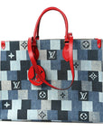 Denim Damier Monogram Onthego Blue Rouge