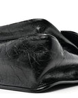 Crinkled Calfskin Matelasse Monogram Medium Niki Chain Satchel Black