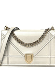 Metallic Grained Calfskin Medium D1ORama Flap Bag Silver