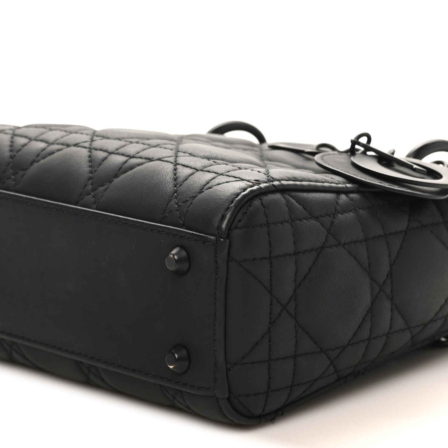 Ultra Matte Calfskin Cannage Mini Lady D1OR Black