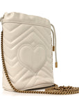 Calfskin Matelasse Mini GG Marmont 2.0 Bucket Bag White
