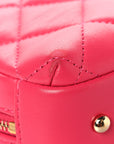 Lambskin Quilted Small Trendy CC Bowling Bag Pink