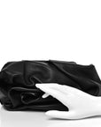 Lambskin Rose Clutch Black