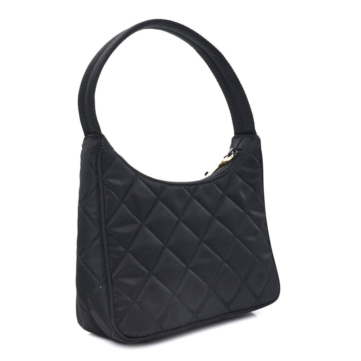 Tessuto Nylon Stitched Shoulder Bag Black