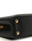 Taurillon Embellished Flower Handle Capucines BB  Black