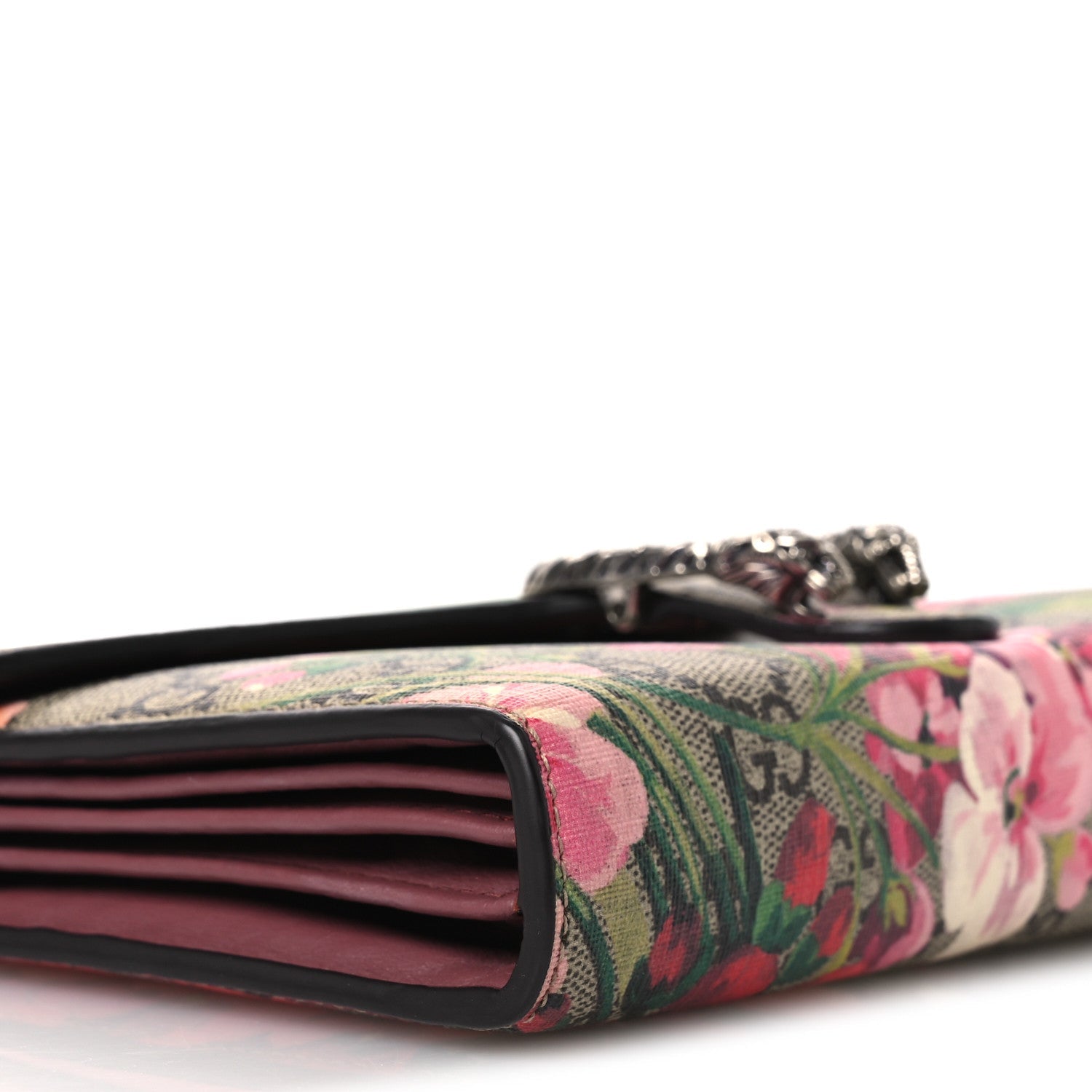 GG Supreme Monogram Blooms Mini Dionysus Chain Wallet Beige Multicolor Dry Rose