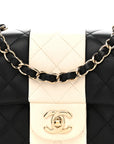 Lambskin Quilted Mini Rectangular Flap Black White