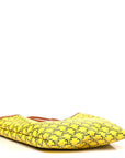 Triomphe Canvas Calfskin Medium Flat Shopper Tote Yellow Navy