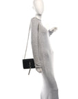 Calfskin Crocodile Embossed Small Classic Monogram Kate Tassel Satchel Black