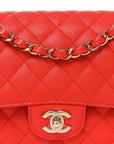 Caviar Quilted Medium Double Flap Red