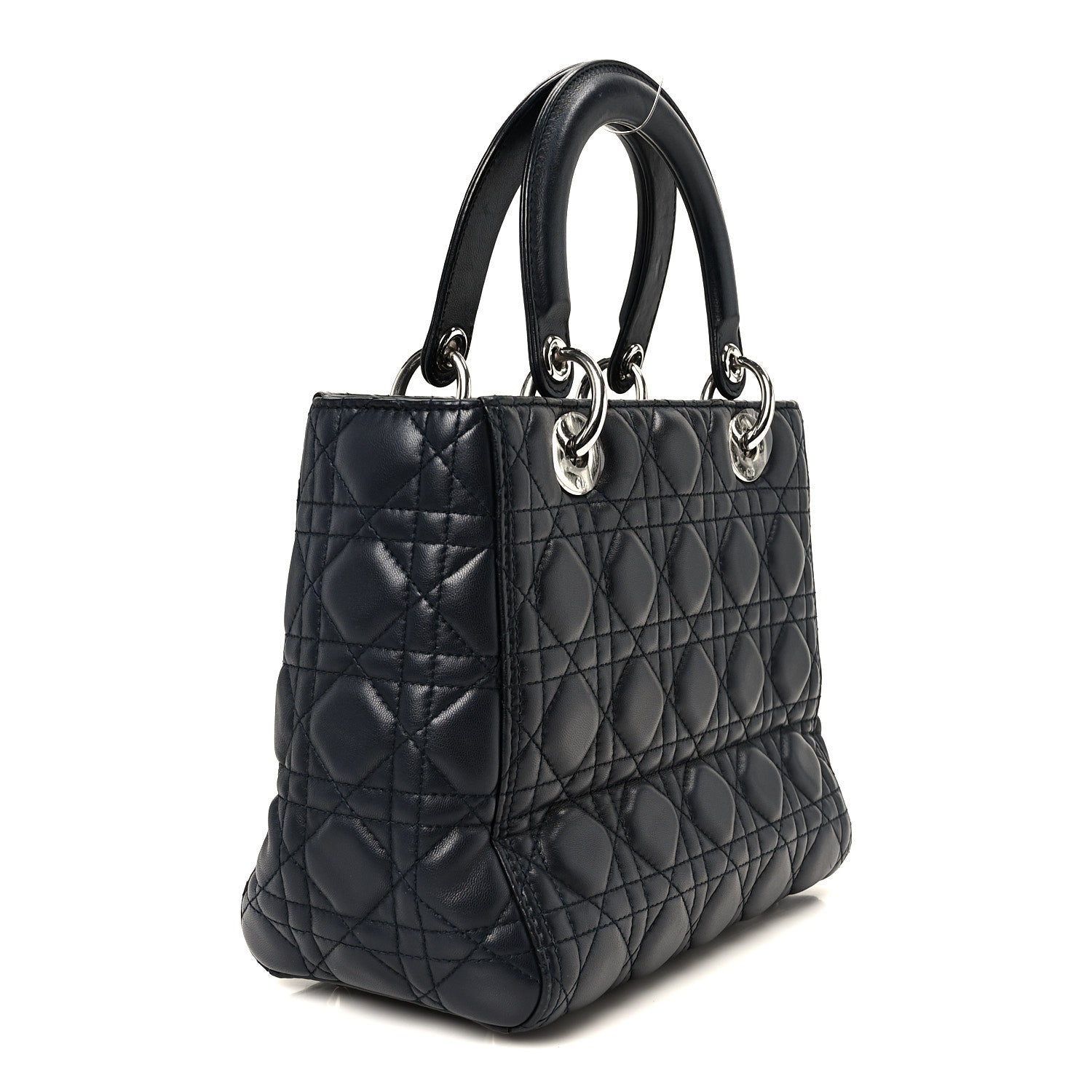 Lambskin Cannage Medium Lady D1OR Navy Blue