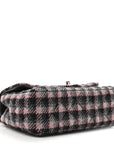 Wool Plaid Quilted Mini Rectangular Flap Pink Grey Multicolor