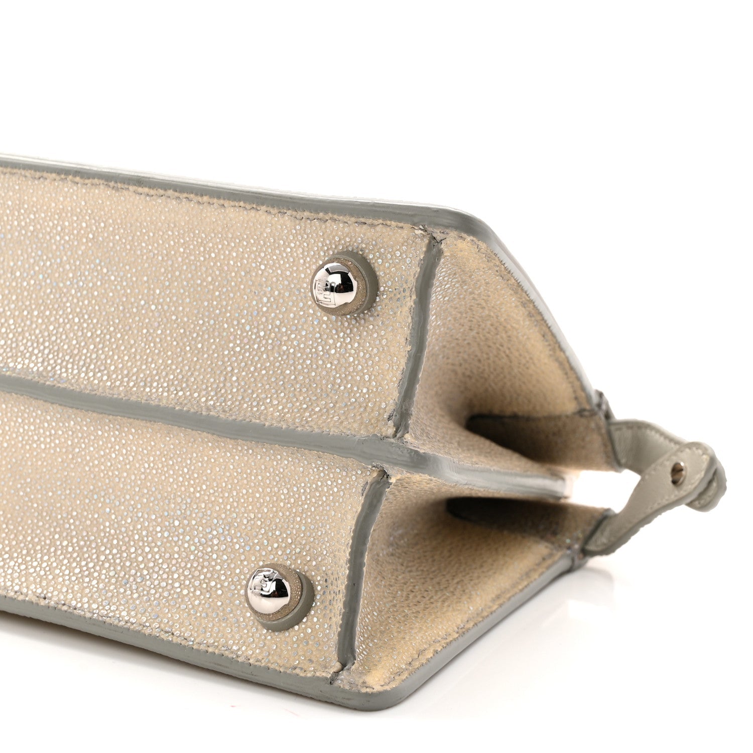 Stingray Shiny Nappa Petite Peekaboo I SEE U Satchel Beige