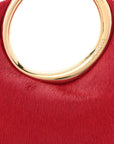 Pony Hair Le Petit Calino Ring Top Handle Bag Red