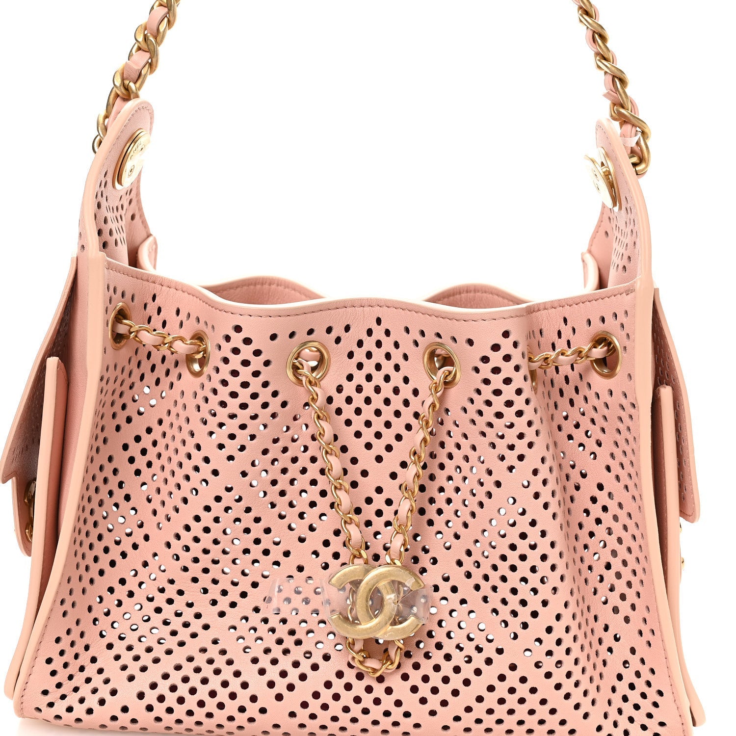 Perforated Calfskin Quilted Mini CHNL 25 Handbag Light Pink