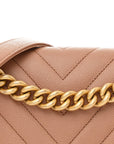 Caviar Chevron Quilted Medium Boy Flap Brown