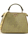 Crystal Vitello Laminato FF Petite Peekaboo I SEE U Satchel Crystal Platinum Light Gold