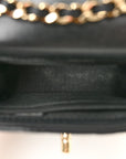 Lambskin Quilted Trendy CC Card Holder On Chain Black