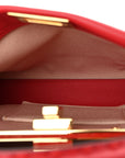 Vitello Seta Canvas FF Embroidered Peekaboo Iconic Satchel Rosso Cardinale Multicolor