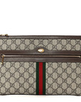 GG Supreme Monogram Large Ophidia Pouch Clutch Brown
