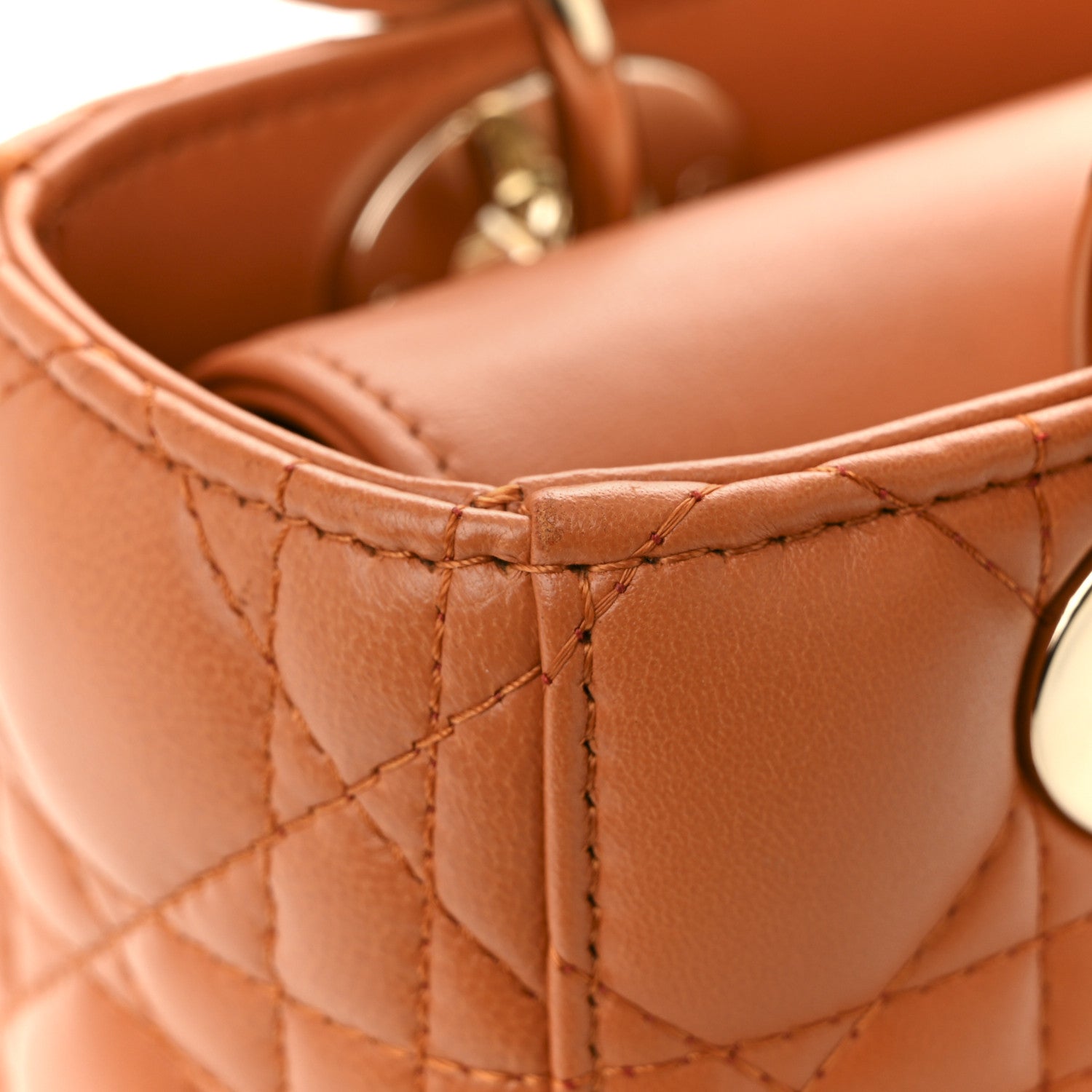 Lambskin Cannage Small Lucky Badges My Lady D1OR Orange