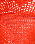 Yarn Raffia Effect Crochet Logo Embroidered Tote Bag Arancio