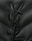 Calfskin Y Quilted Monogram Monochrome Small Loulou Chain Satchel Black