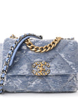 Sequin Quilted Medium CHNL 19 Flap Light Blue