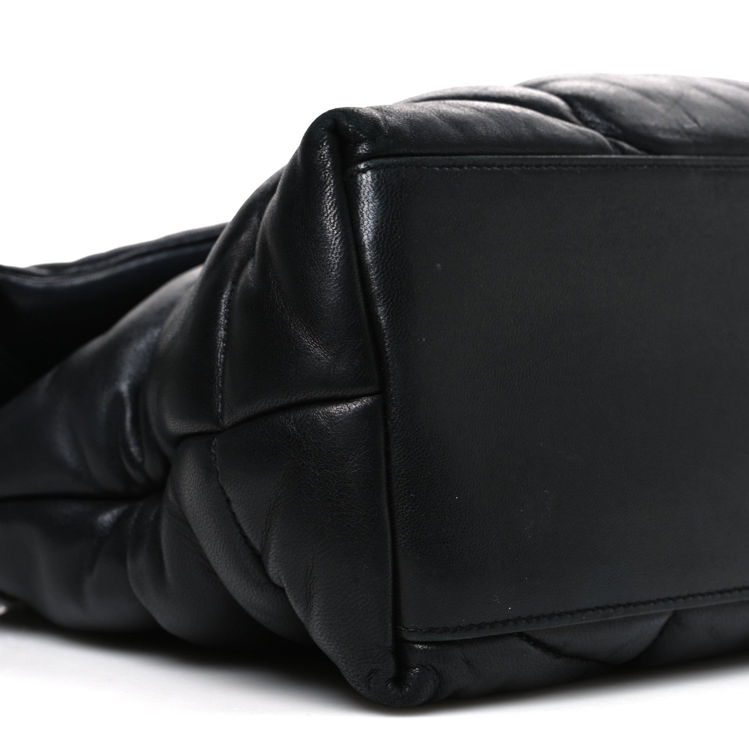 Lambskin Quilted Medium Loulou Puffer Monogram Chain Satchel Black