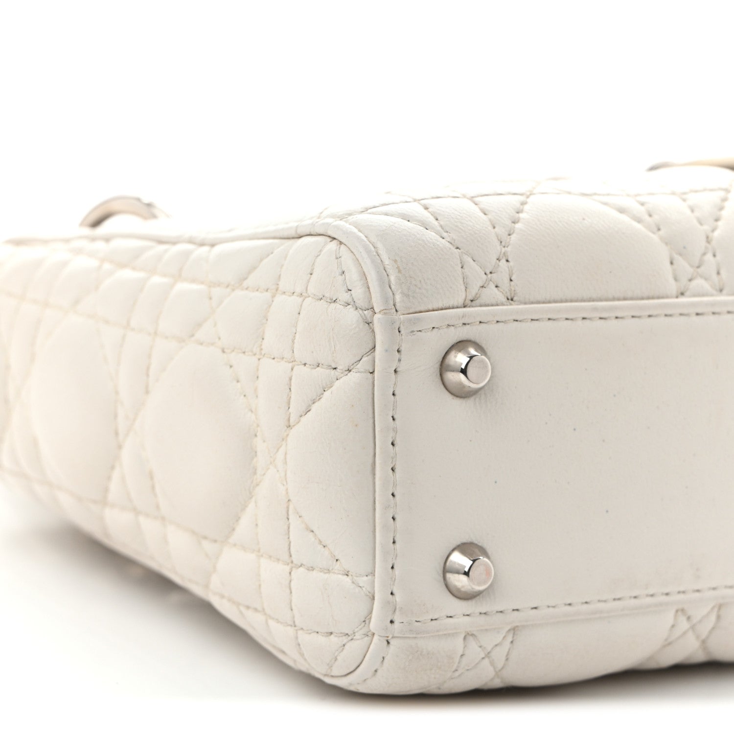 Lambskin Cannage Mini Lady D1OR White