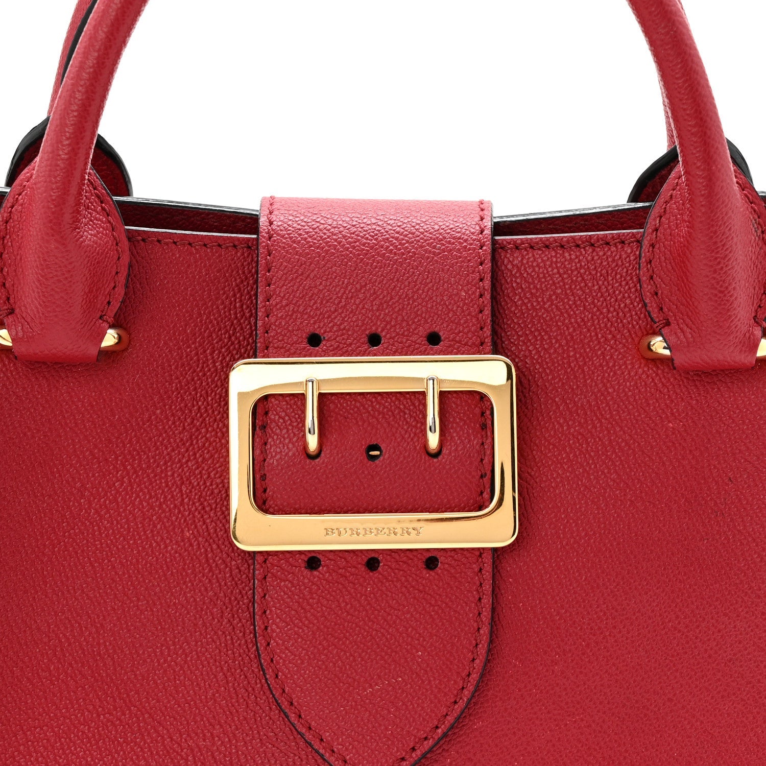 Soft Grain Calfskin Small Buckle Tote Parade Red