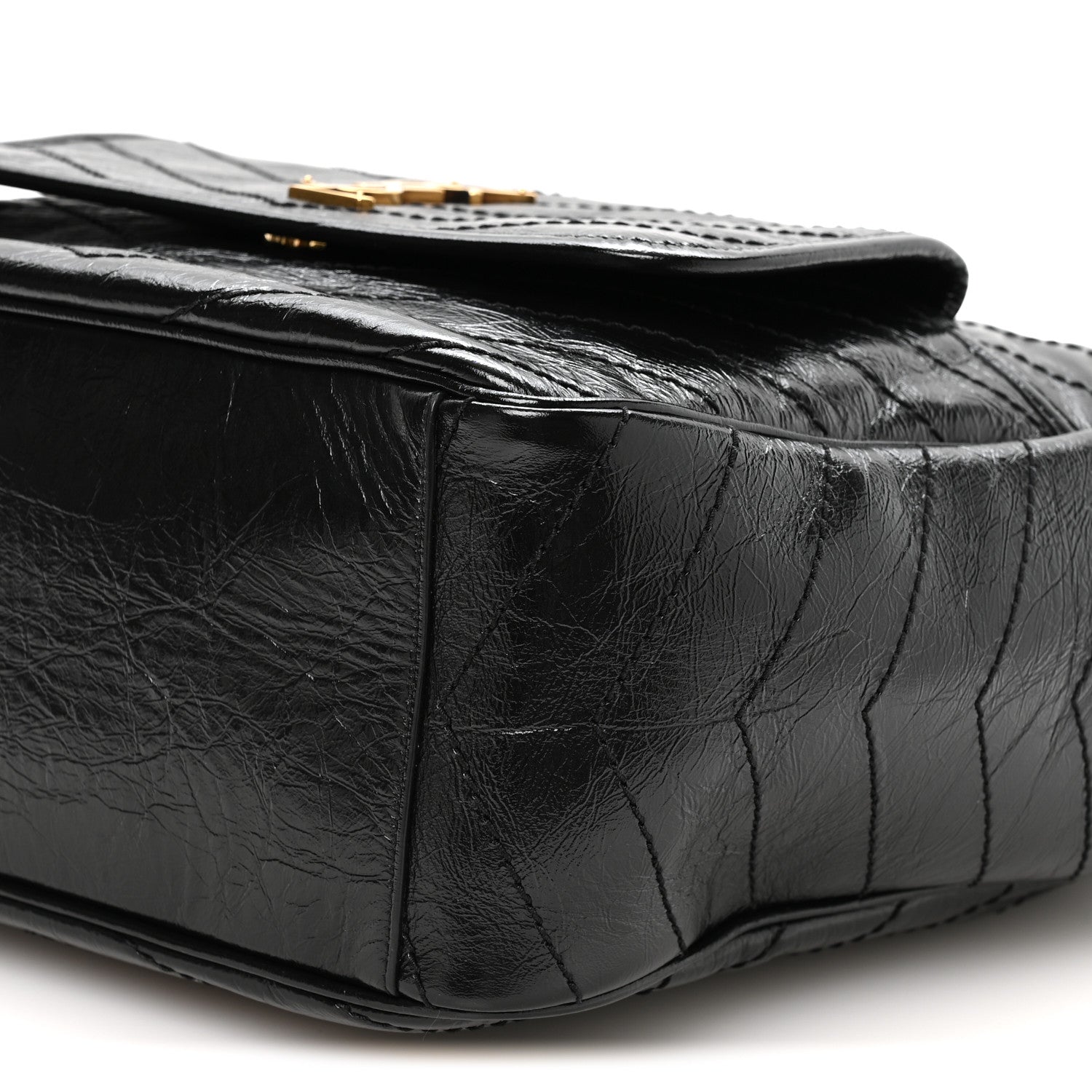 Crinkled Calfskin Matelasse Monogram Niki Multipocket Shopping Tote Black