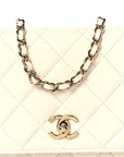 Lambskin Enamel Quilted Pearl Crush Wallet On Chain WOC White