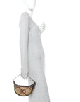 Monogram Jumbo GG Textured Dollar Calfskin Web Mini Ophidia Half Moon Hobo Camel Ebony New Acero