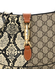 GG Supreme Monogram Snakeskin Small Jackie 1961 Hobo Beige Ebony