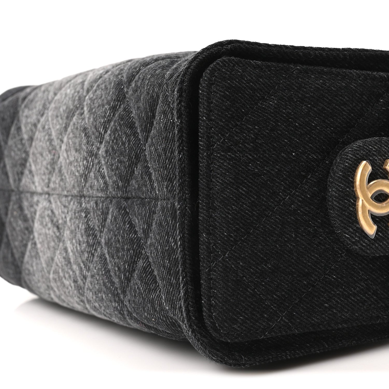 Washed Denim Quilted Mini CHNL 25 Handbag Black