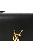 Smooth Calfskin Classic Monogram Kate Tassel Chain Wallet Black