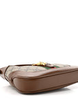 GG Supreme Monogram Azalea Calfskin Web Mini Jackie 1961 Hobo Beige Ebony Brown Sugar